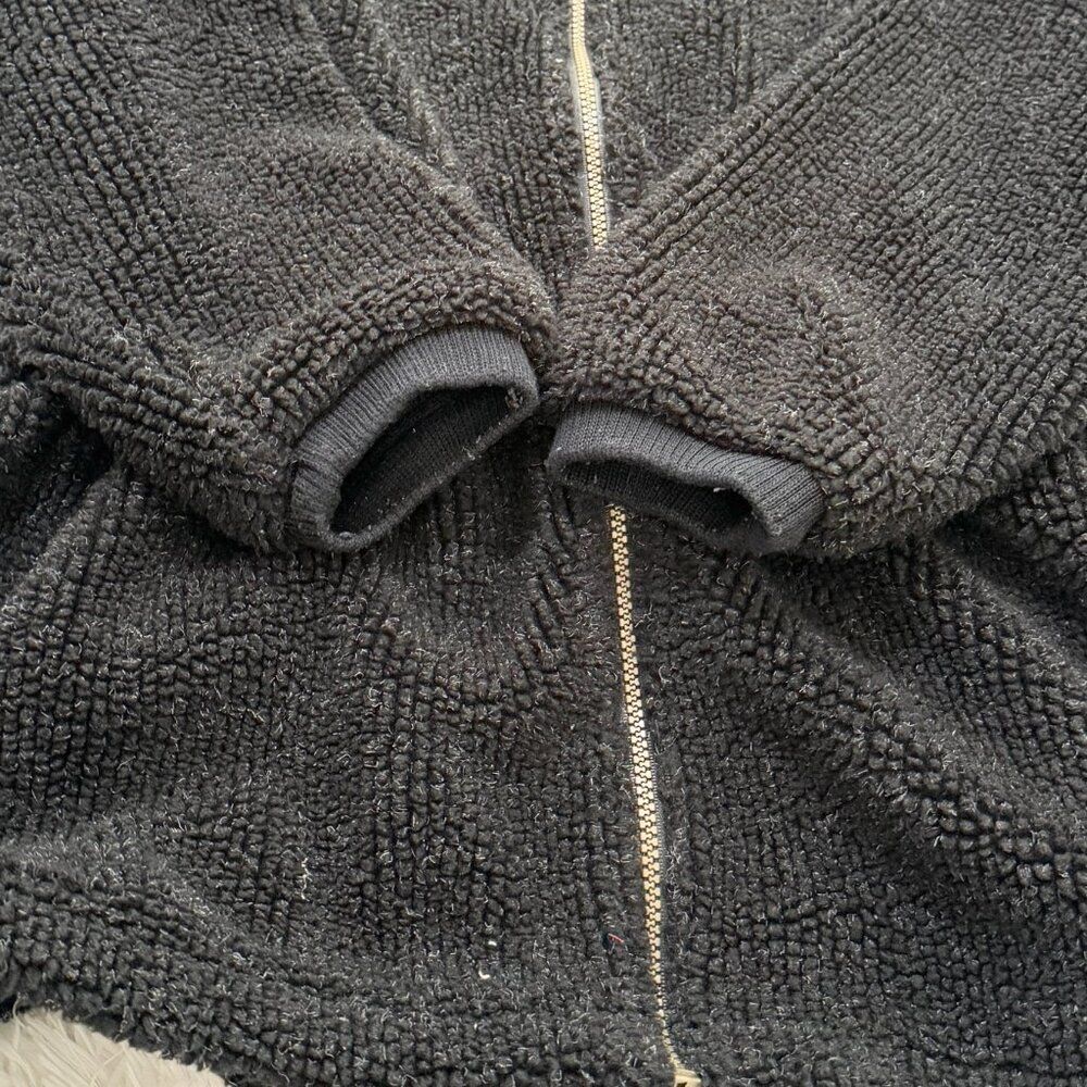 Columbia Chenille Fleece Cardigan Jacket Black Drawstring Waist Mock Neck Medium - Picture 9 of 12